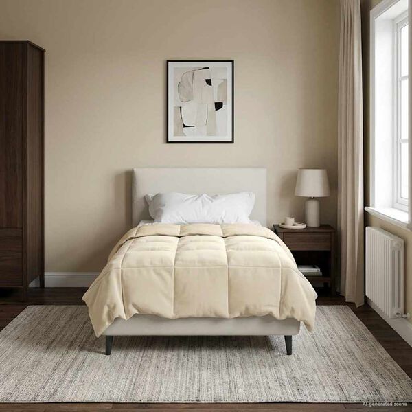 vidaXL Pilnas gada sega Tiltiņ&scaron; Krēmkrāsa 140 x 200 cm Mikro&scaron;ķiedra