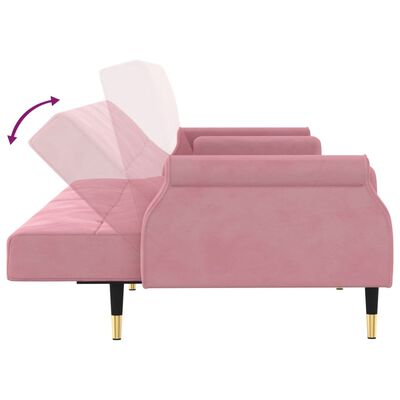 vidaXL dīvāngulta ar spilveniem, rozā samts