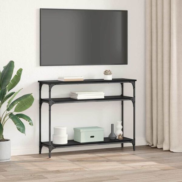 vidaXL Konsoles galds ar plauktu Melns ozolkoks 100 x 29 x 75 cm