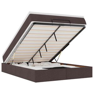 vidaXL Osmaņu gulta ar matraci, tum&scaron;i brūns, 140x190cm, audums