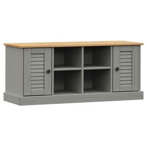 vidaXL apavu skapis VIGO, 106x35x40 cm, priedes masīvkoks, pelēks