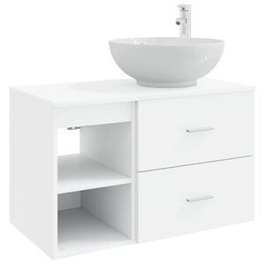 vidaXL Vannas istabas mēbeļu komplekts 2 pcs Balts Inženierijas koks