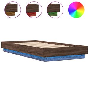 vidaXL gultas rāmis ar LED, brūna koka krāsa, 100x200 cm