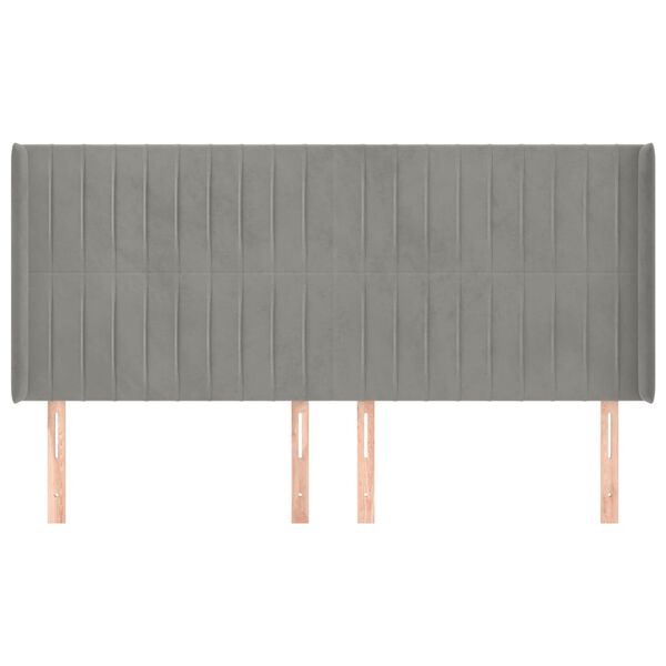 vidaXL galvgalis ar malām, gai&scaron;i pelēks samts, 183x16x118/128 cm