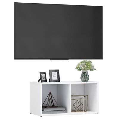 vidaXL TV plaukts, 72x35x36,5 cm, balts, skaidu plāksne