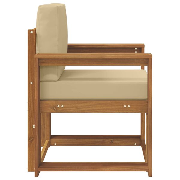 vidaXL Āra dīvāns Cieta akācijas koks un poliesters Dabiska