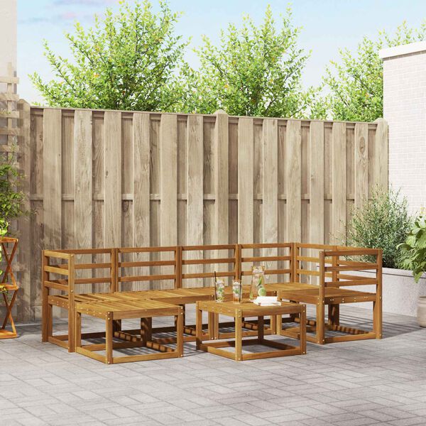 vidaXL Āra dīvānu komplekts 7 pcs Dabiska Cietā akācijas koks