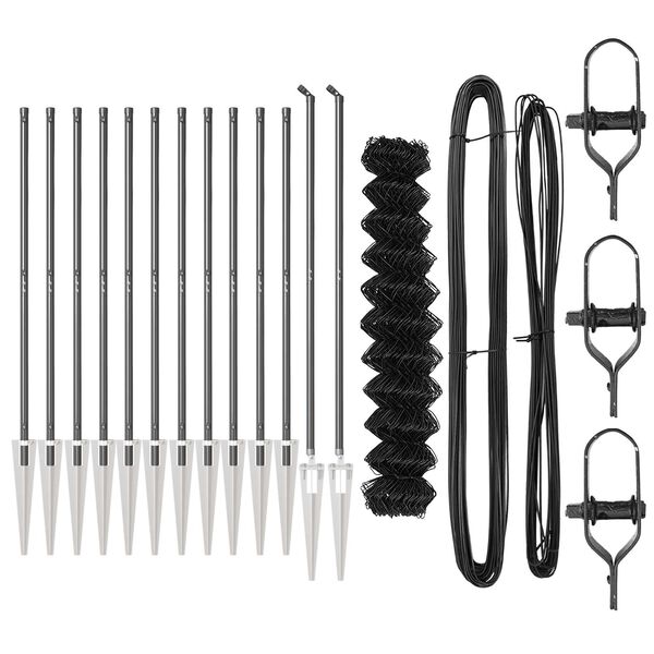 vidaXL Žoga āķis Pelēka 25 x 1,2 m (60 x 60 mm siets) Tērauds un PVC