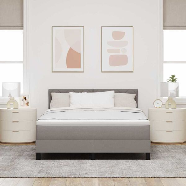 vidaXL Kastītes atsperu gulta Pelēkbrūna 140 x 190 cm audums