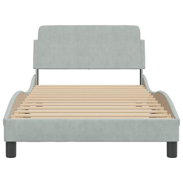 vidaXL gultas rāmis, Dover, gai&scaron;i pelēks, 100x200 cm, samts
