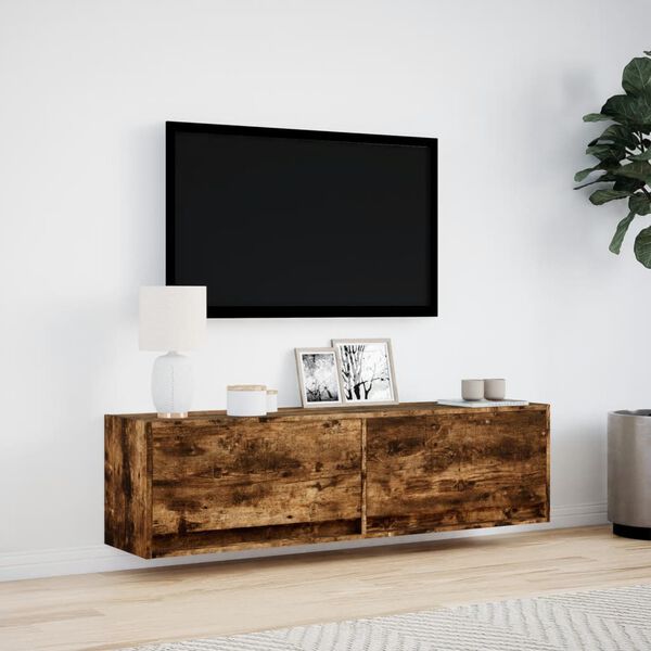vidaXL TV sienas skapītis ar LED lampiņām, ozola krāsa, 140x31x38 cm