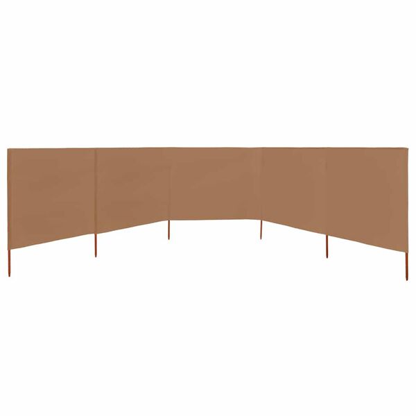 vidaXL 5 paneļu vēja aizsargsiets, pelēkbrūns, 600x160 cm, audums