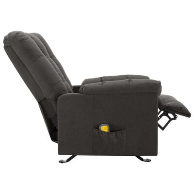 vidaXL masāžas krēsls, atgāžams, tumši pelēks audums