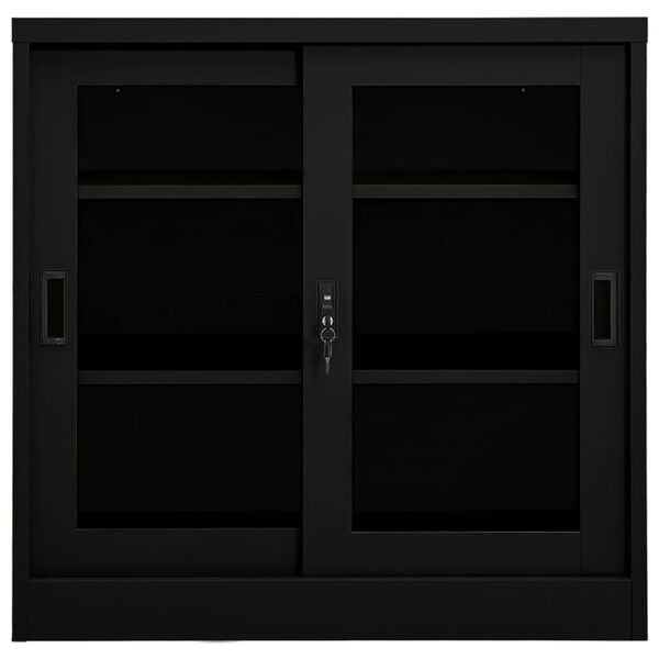 vidaXL skapītis ar bīdāmām durvīm, 90x40x90 cm, melns, tērauds
