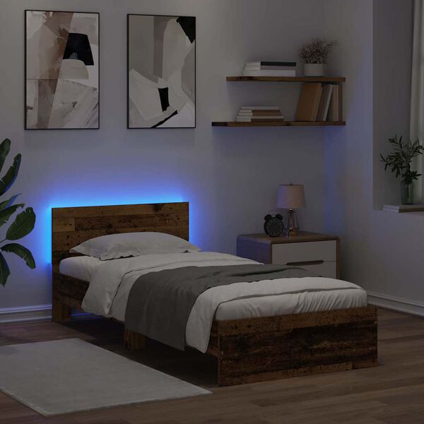 vidaXL Gultas rāmis Vecs koks 90 x 200 cm Inženierijas koks