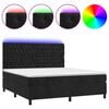 vidaXL atsperu gulta ar matraci, LED, melns samts, 160x200 cm
