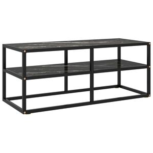 vidaXL TV galdiņ&scaron;, melns marmora raksts, 100x40x40 cm, stikls
