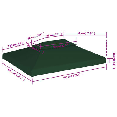 vidaXL nojumes jumta maiņas pārklājs, 3 x 4 m, 310 g/m², zaļš