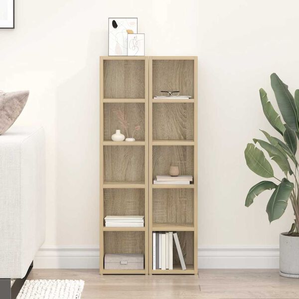 vidaXL CD plaukti, 2 gb., 21x16x93,5 cm, ozolkoka krāsā, skaidu plātne