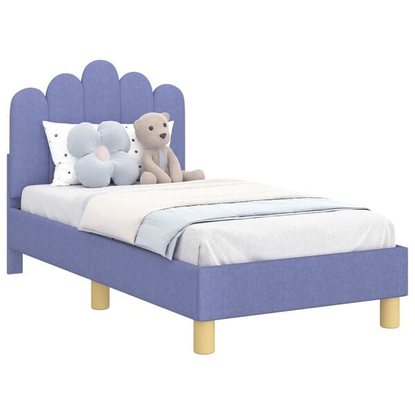 vidaXL Bērnu gultas rāmis ar galvgali Džinsu zils 70 x 140 cm audums