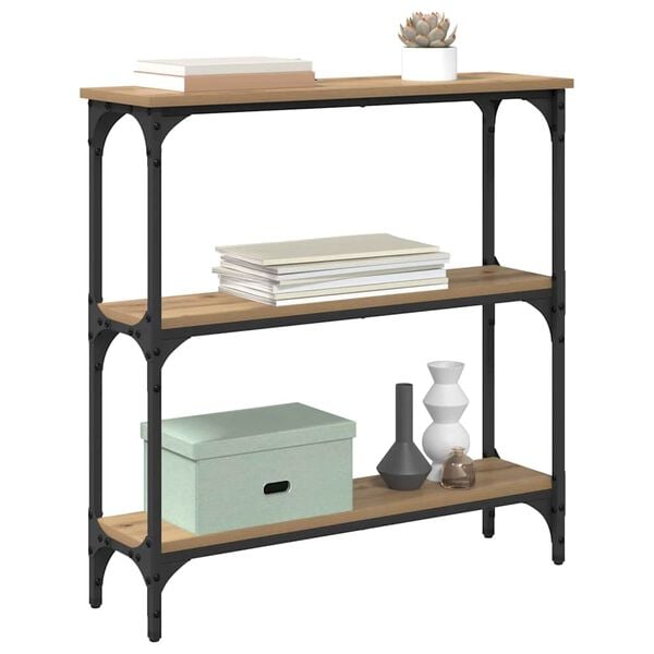 vidaXL Konsoles galds ar plauktu Artisānā ozols 75 x 22,5 x 75 cm