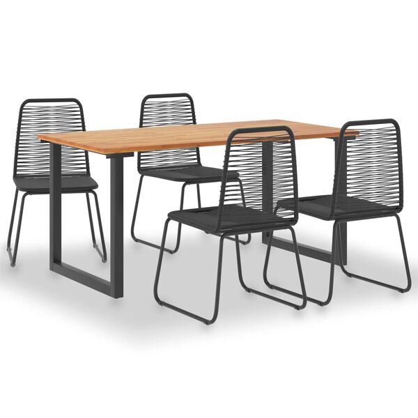 vidaXL 5-daļīgs āra mēbeļu komplekts, akācijas koks, PE rotangpalma