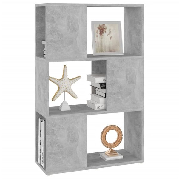 vidaXL grāmatu plaukts, 60x24x94 cm, betona pelēks, inženierijas koks