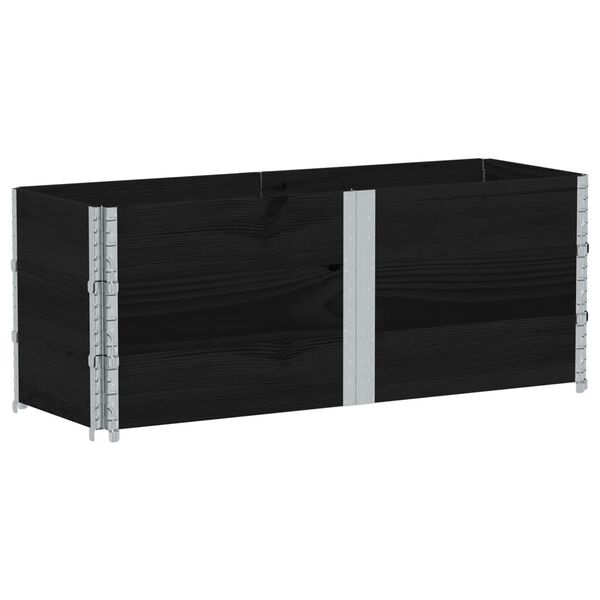 vidaXL pale&scaron;u apmales, 3 gab., melns, 150x50 cm, priedes masīvkoks