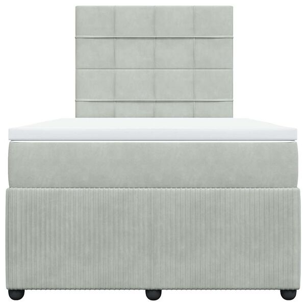 vidaXL atsperu gulta ar matraci, gai&scaron;i pelēka samts, 120x200 cm