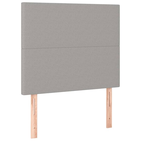 vidaXL gultas galvgalis ar LED, 100x5x118/128 cm, gai&scaron;i pelēks audums