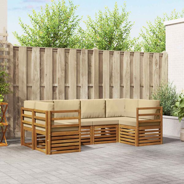 vidaXL Stūru dīvānu komplekts 6 pcs Dabiska Cietā akācijas koks