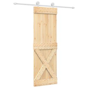 vidaXL Slīdo&scaron;ās durvis Dabisks un balts 70 x 210 cm Cieta priedes koks