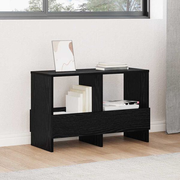 vidaXL Žurnālu statīvs Melns ozolkoks 68,5 x 30 x 45 cm