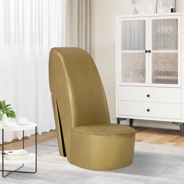 vidaXL krēsls, augstpapēžu kurpes dizains, zelta mākslīgā āda