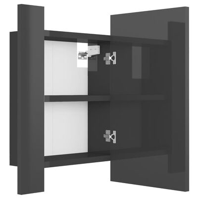 vidaXL vannasistabas spoguļskapītis ar LED, pelēks, 40x12x45cm, akrils