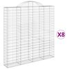 vidaXL arkveida gabiona grozi, 8 gb., 200x30x200/220cm, cinkota dzelzs