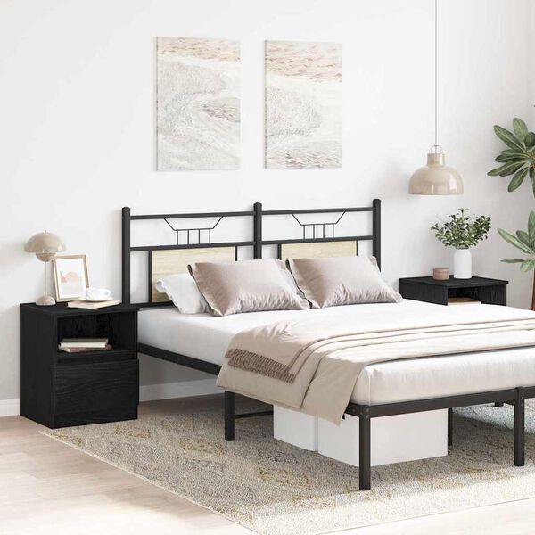 vidaXL Nakts skapītis 2 pcs Melns ozolkoks 40 x 40 x 50 cm