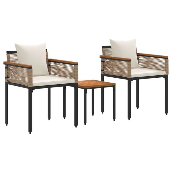 vidaXL Āra mēbeļu komplekts 3 pcs Beige un krēmbalta PE ratan