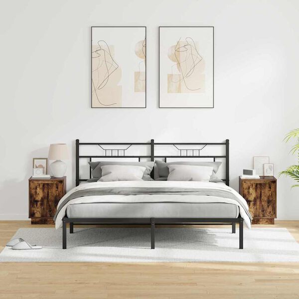 vidaXL Nakts skapītis ar 2 pcs Dūmaka ozols 39 x 34.5 x 50 cm