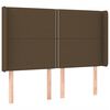 vidaXL gultas galvgalis ar LED, 147x16x118/128 cm, tum&scaron;i brūns audums