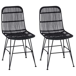 vidaXL Malduku krēsls 2 pcs Melns 41 x 55 x 85 cm Rattan un Tērauds