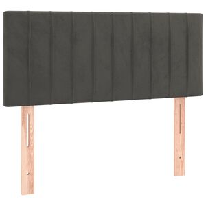 vidaXL gultas galvgalis, 90x5x78/88 cm, tum&scaron;i pelēks samts