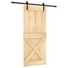 vidaXL Slīdo&scaron;ās durvis Dabiska un melna 90 x 210 cm Cieta priedes koks