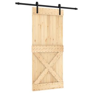 vidaXL Slīdo&scaron;ās durvis Dabiska un melna 90 x 210 cm Cieta priedes koks