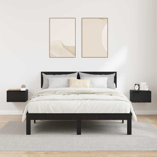 vidaXL Nakts skapītis 2 pcs Melns ozolkoks 34 x 30 x 20 cm