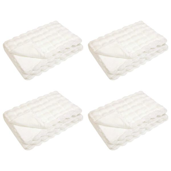 vidaXL Mākslīgā truša kažokādas sega 4 pcs Balts 130 x 150 cm