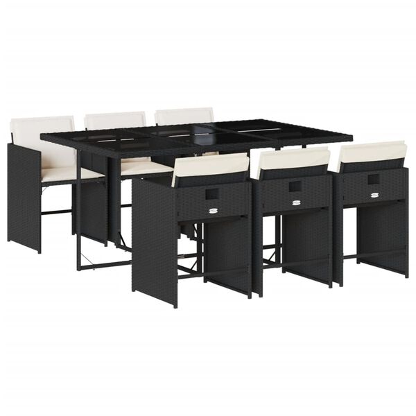 vidaXL 7-daļīgs dārza mēbeļu komplekts ar matračiem, PE rotangpalma