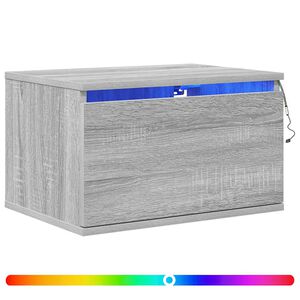 vidaXL sienas naktsskapītis ar LED apgaismojumu, pelēka ozola