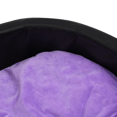 vidaXL suņu gulta, melna ar violetu, 99x89x21 cm, plīšs, mākslīgā āda