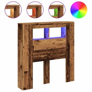 vidaXL gultas galvgalis ar LED, veca koka, 100x18,5x103,5 cm, koks